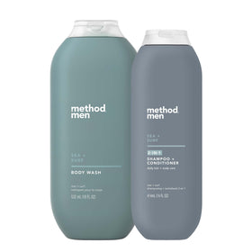 Method Sea + Surf front packaging showing both 18oz bottles and crisp design benefits simplicity