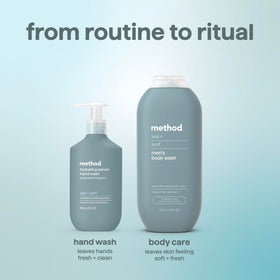 Method Sea + Surf next to common objects showing true 10 oz size scale