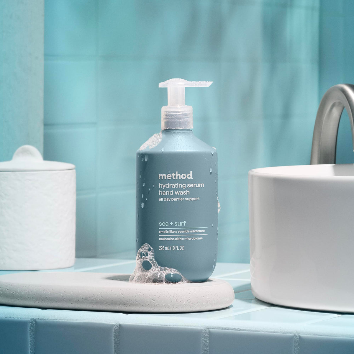Method Sea + Surf three-pack stacked to show value and multiple refill-ready bottles