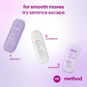 Conditioned hair close-up showing Method shine improvement and reduced frizz