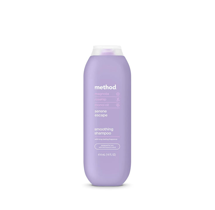 Method bottle front packaging showing Serene Escape scent and smoothing benefit
