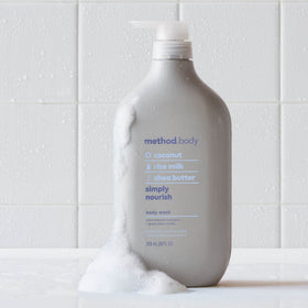 Method Simply Nourish bottle next to soap for scale and value comparison