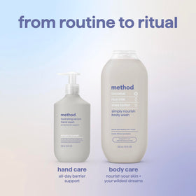 Method three bottles arranged to display the pack of three value and consistent design