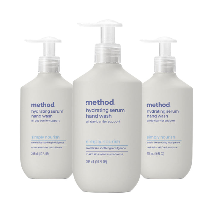 Method front packaging showing bottle and Simply Nourish label for easy identification and benefit