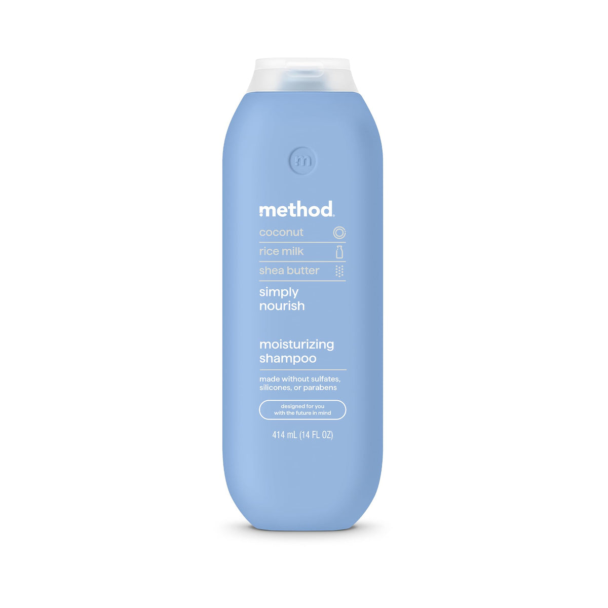 Method bottle front packaging showing label and calming coconut scent benefit