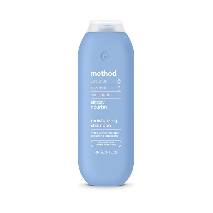 Method bottle front packaging showing label and calming coconut scent benefit