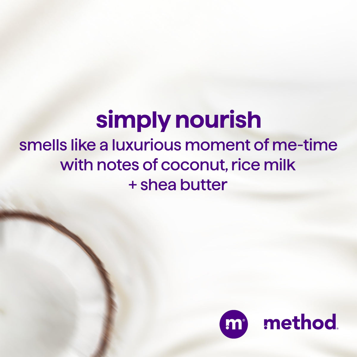 Method ingredients display with coconut shea argan for nourishment