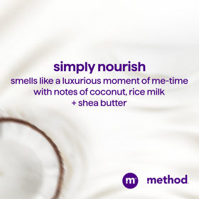 Method ingredients display with coconut shea argan for nourishment