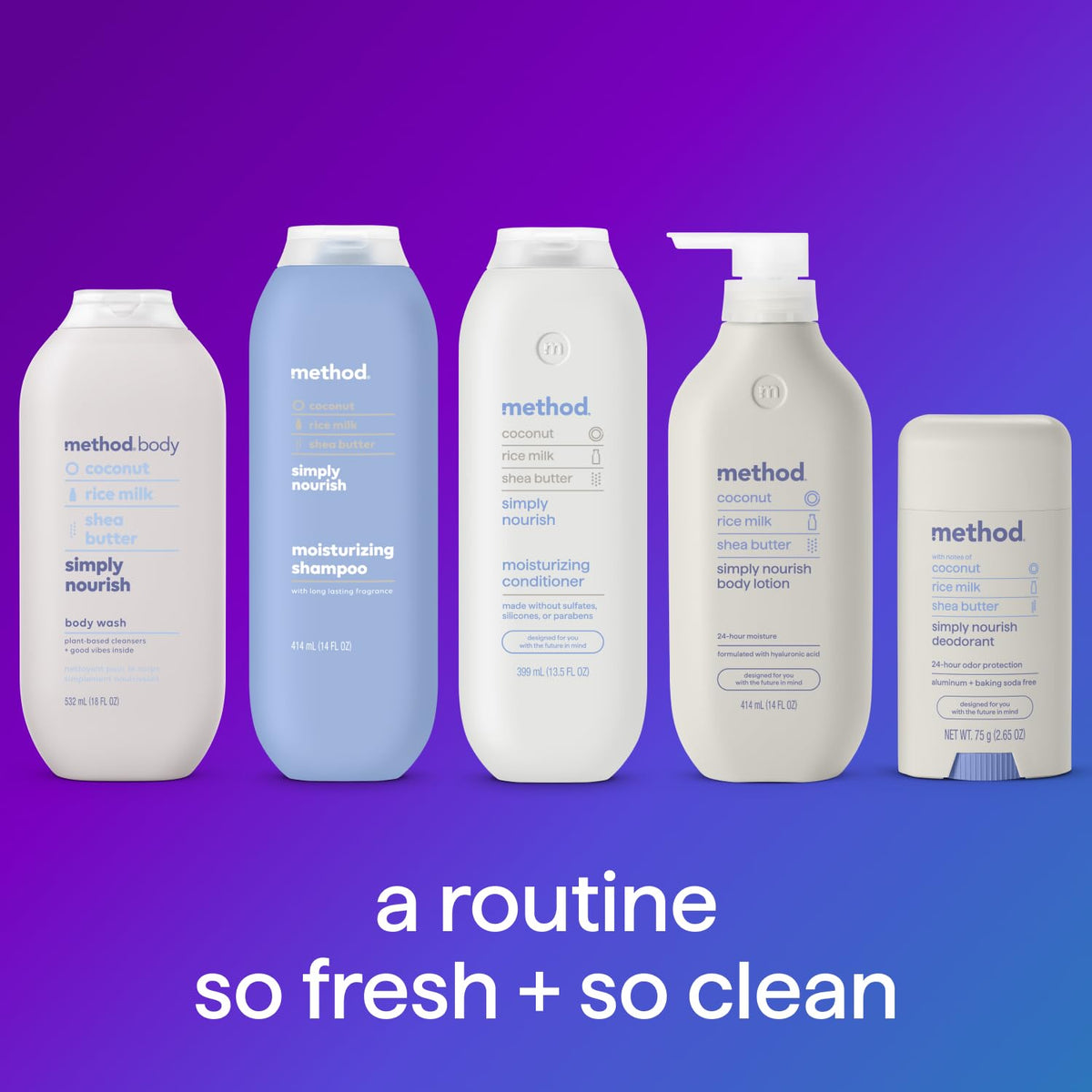 Method bottles next to a ruler showing scale to demonstrate sizes and travel-friendly benefit