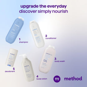 Shower scene with Method shampoo creating a relaxing self-care moment