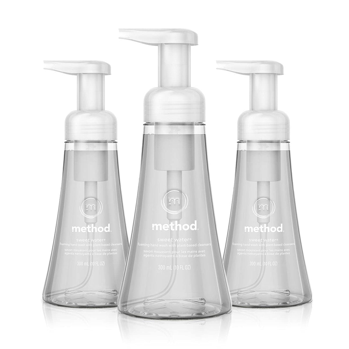 Method Sweet Water front packaging showing three 10 fl oz bottles and clean label