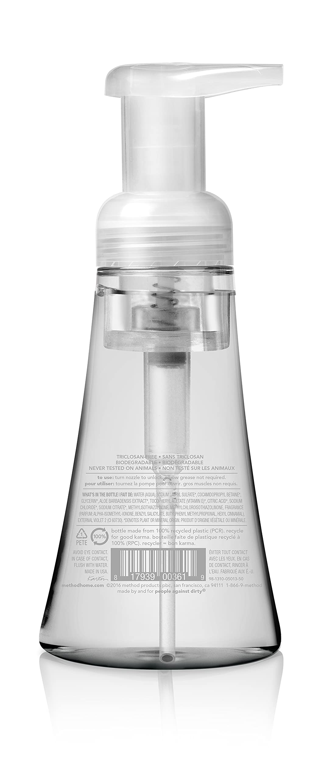 Method Sweet Water pump detail highlighting easy foaming dispenser benefit