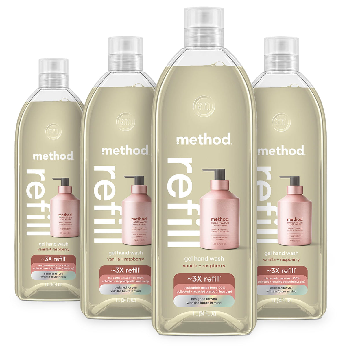 Method vanilla raspberry front packaging showing recyclable refill benefits