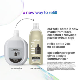 Method vetiver + amber bottle recycling label shows PCR material info