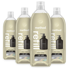Method vetiver + amber front packaging shows recyclable refill benefits