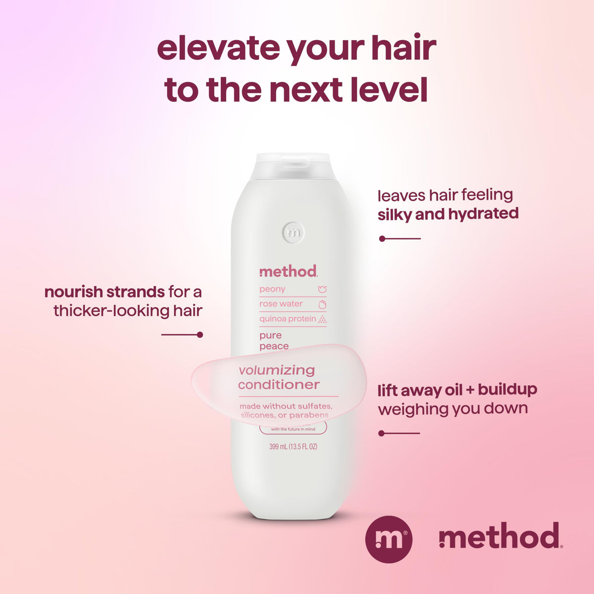 Method bottle recycled plastic mark emphasizing eco-friendly packaging benefit