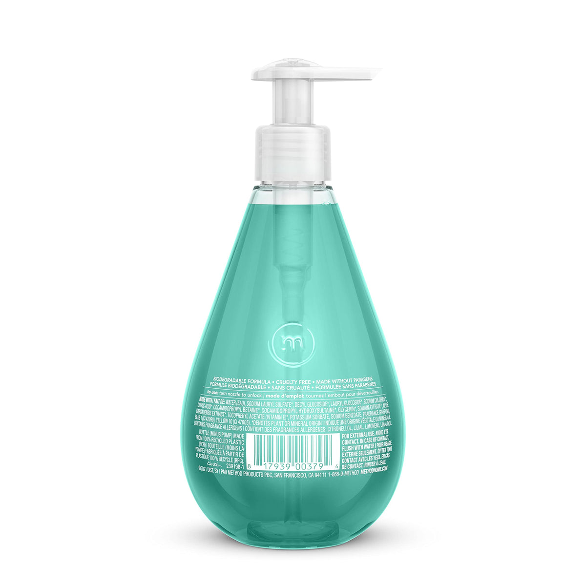Method Waterfall pump dispensing gel demonstrating easy one-handed use benefit