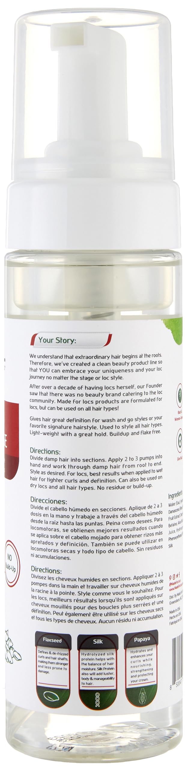 MFL MADE FOR LOCS close-up foam texture highlighting lightweight, non-sticky feel