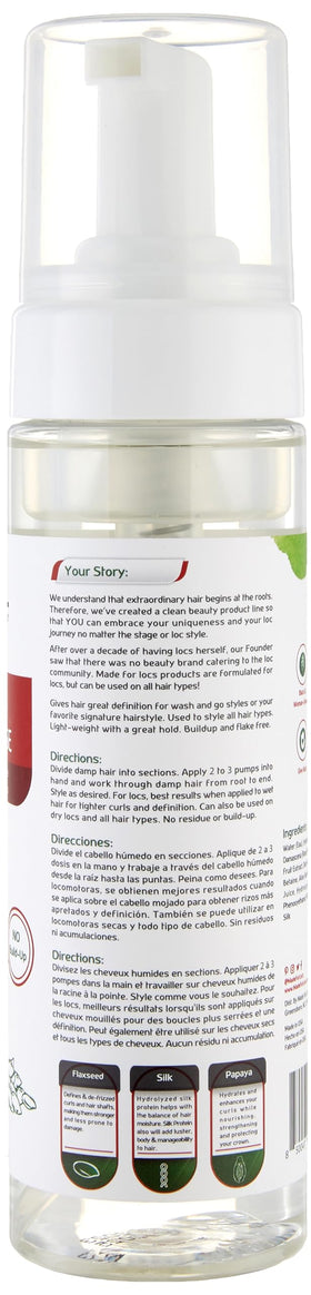 MFL MADE FOR LOCS close-up foam texture highlighting lightweight, non-sticky feel