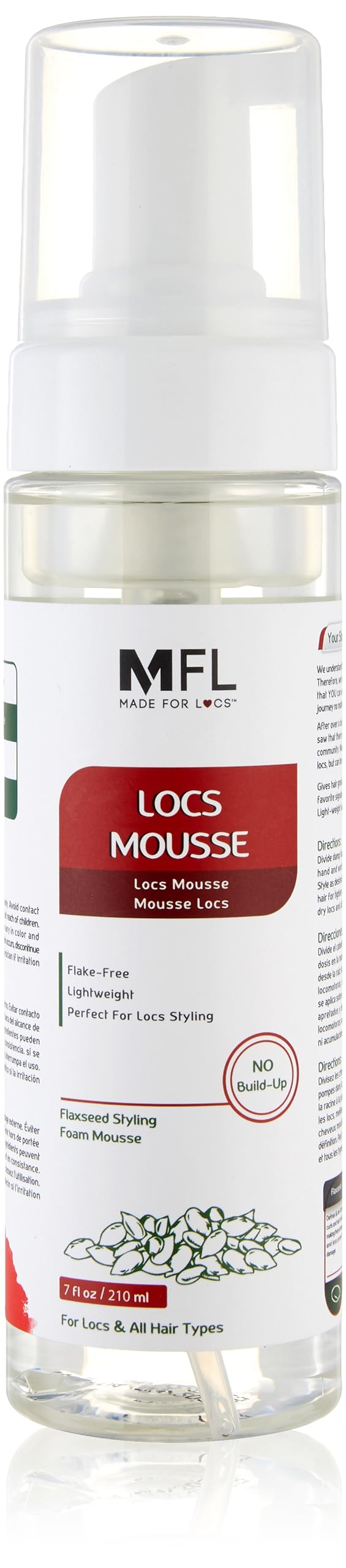 MFL MADE FOR LOCS front packaging showing 7 oz mousse with clean design and benefit