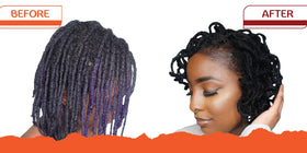 MFL MADE FOR LOCS before and after retwist showing sharper parts and controlled frizz benefit