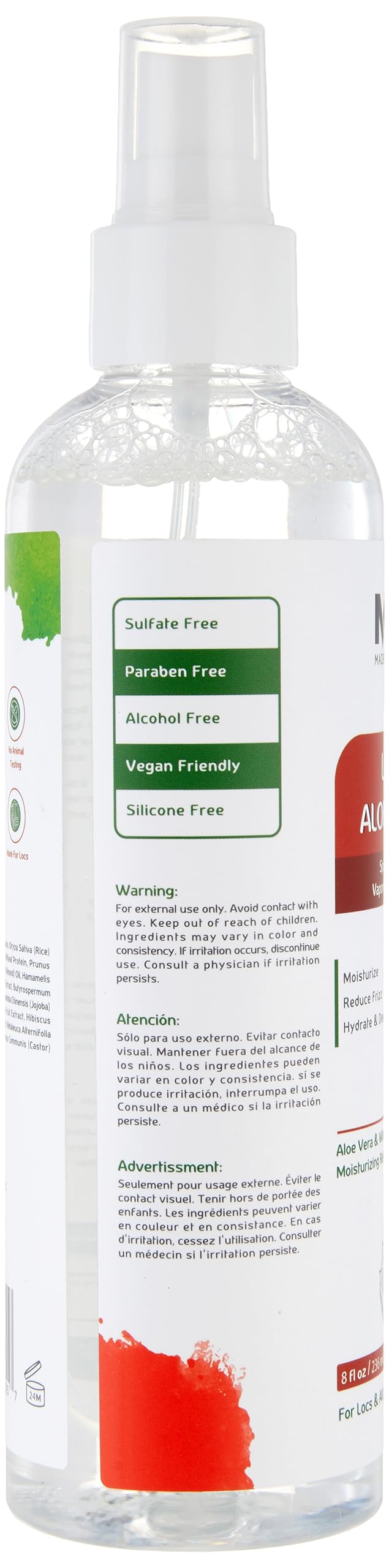 MFL MADE FOR LOCS key ingredients aloe, witch hazel, rice water for scalp comfort