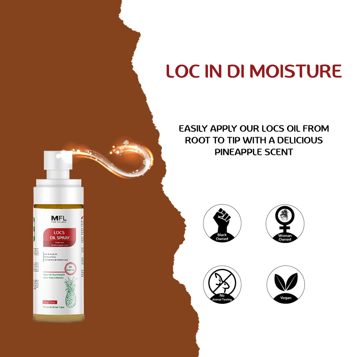 MFL MADE FOR LOCS applied during styling in a lifestyle setting for easier manageability