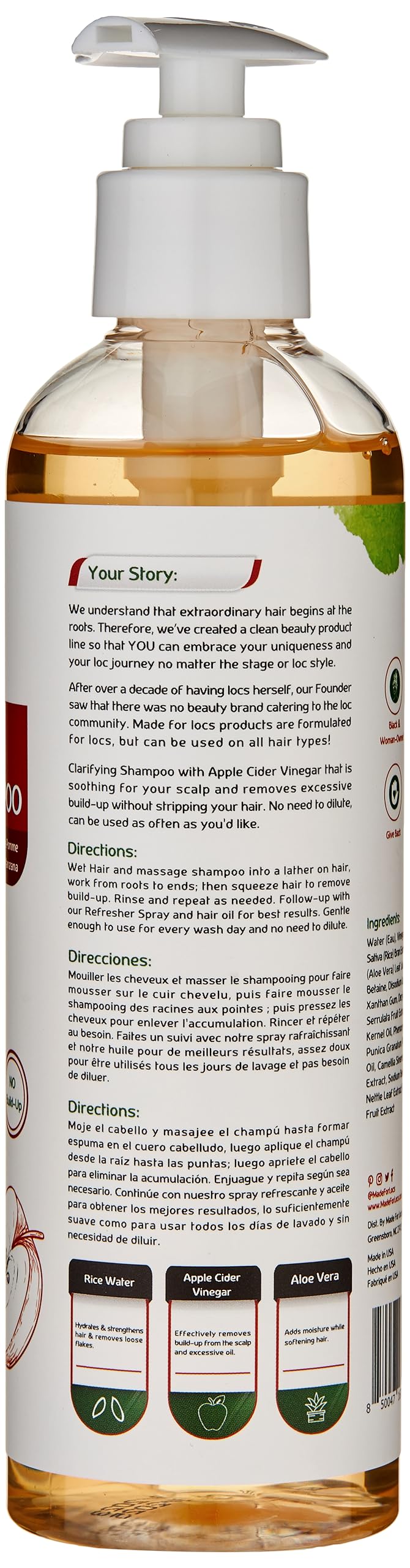 MFL MADE FOR LOCS shampoo texture pouring to show consistency and clarity