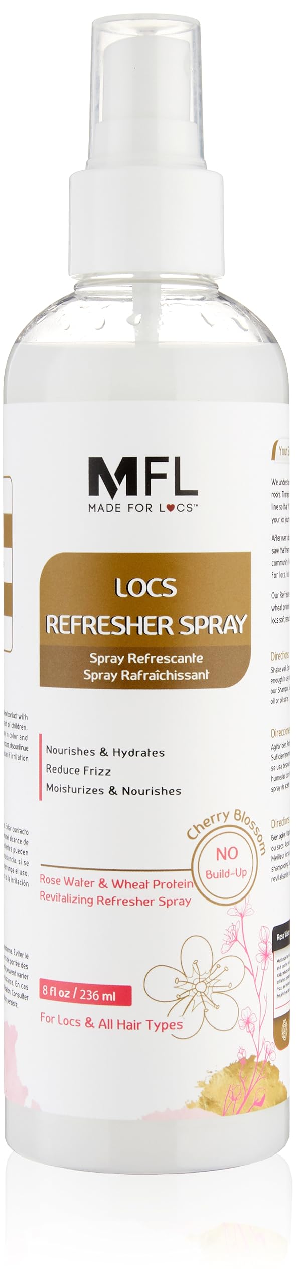 MFL MADE FOR LOCS front bottle view showing label and 8 oz size, highlights hydration