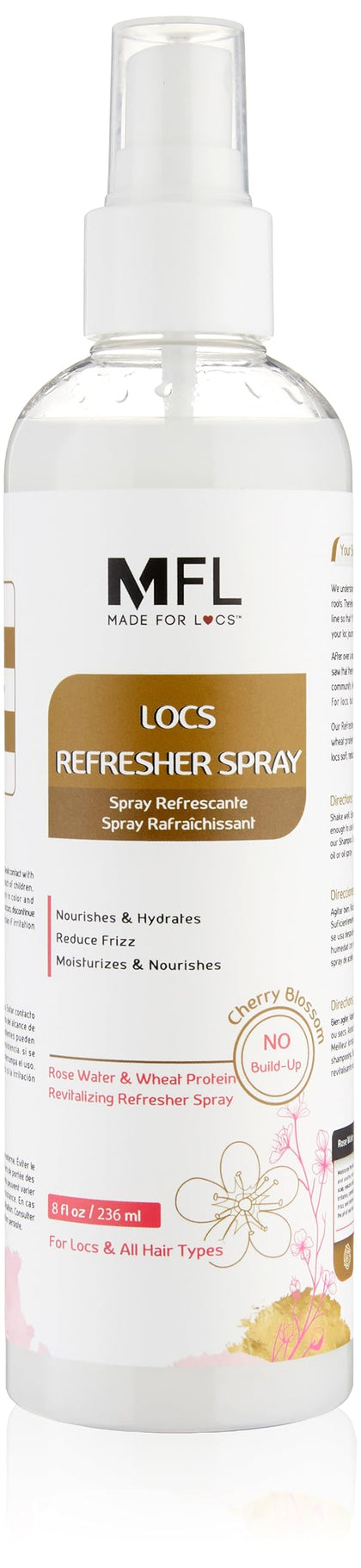 MFL MADE FOR LOCS front bottle view showing label and 8 oz size, highlights hydration