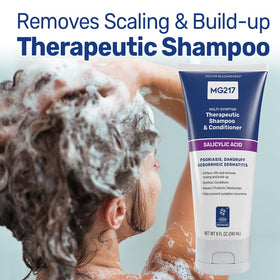 MG217 close-up texture of shampoo-conditioner highlighting creamy lather and softening benefit