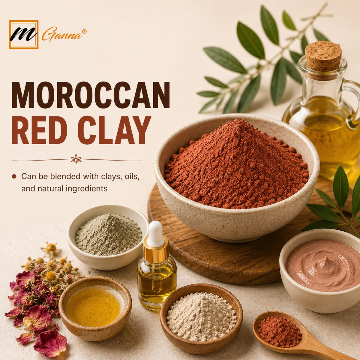 mGanna clay combined with sugar to make an exfoliator, gentle polishing benefit