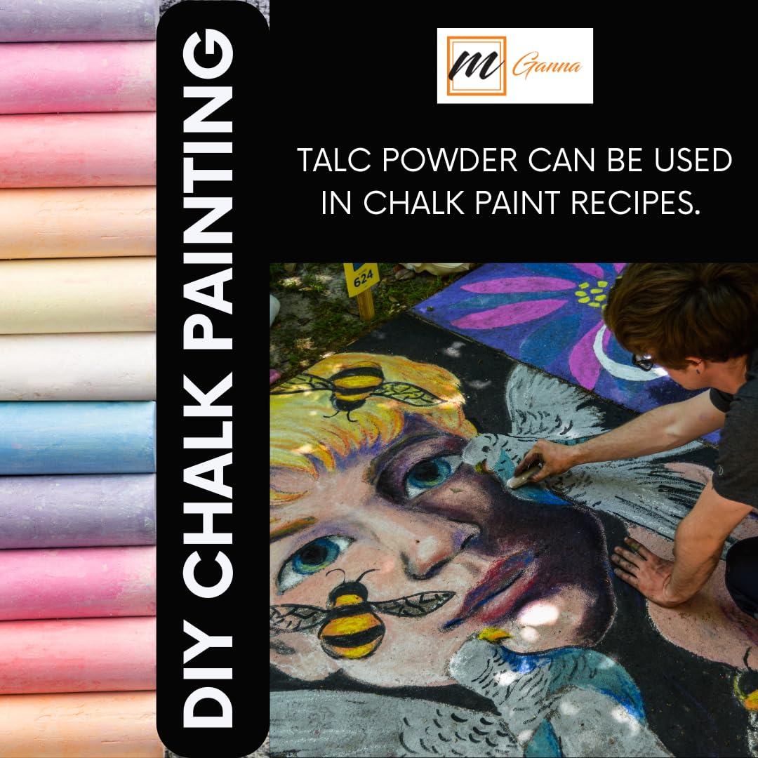 mGanna talc mixed into paint illustrating improved spread and reduced sticking