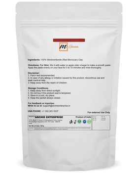 mGanna red clay powder texture close-up, fine grain for smooth blends