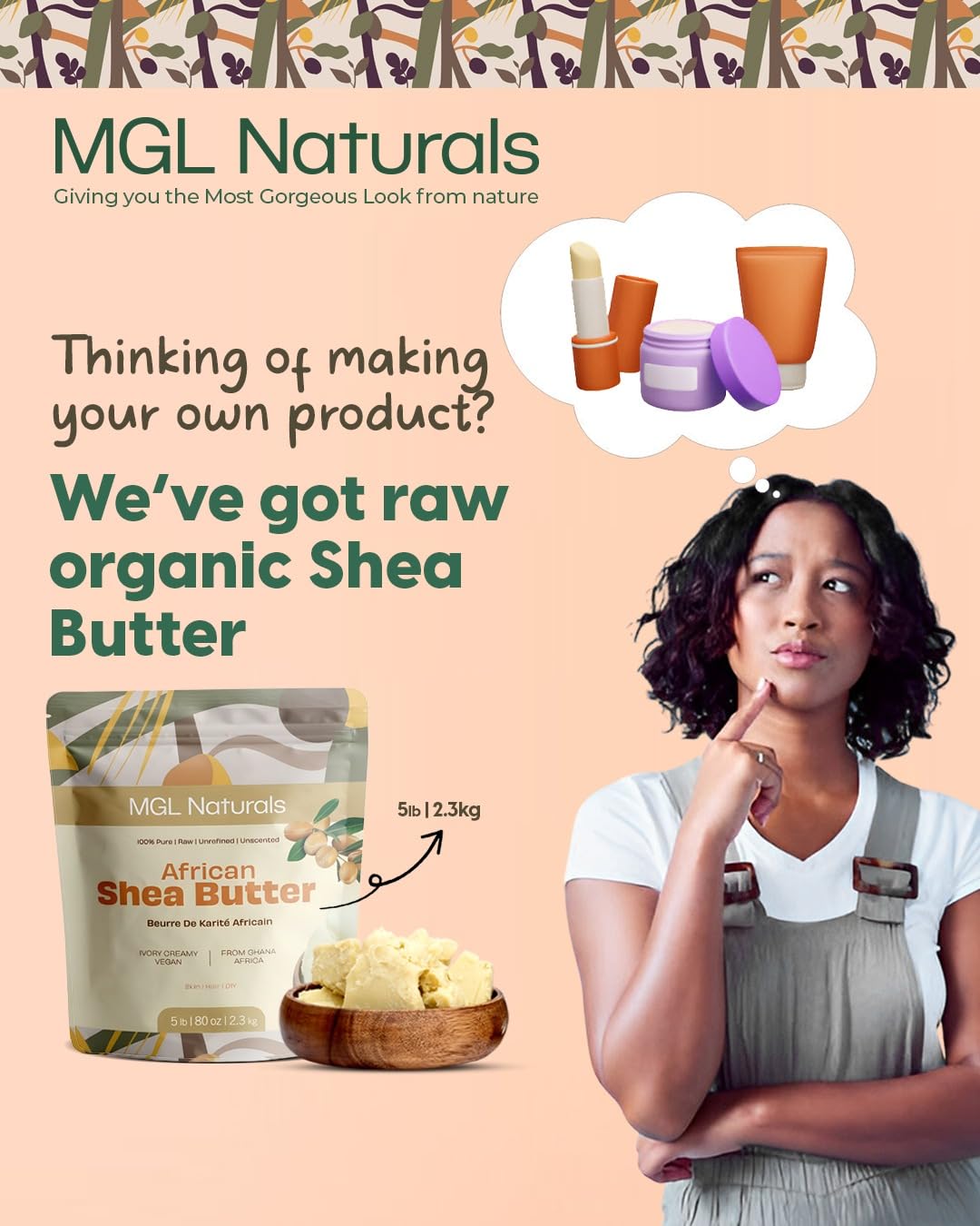 MGL Naturals whipped shea butter DIY batch illustrating custom skincare recipes