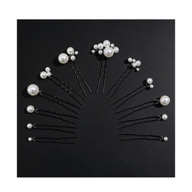 MHKLCD front packaging showing 12-piece pearl hair pins set and neat arrangement