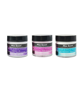 Mia Secret clear powder texture close-up demonstrating smooth self-leveling finish