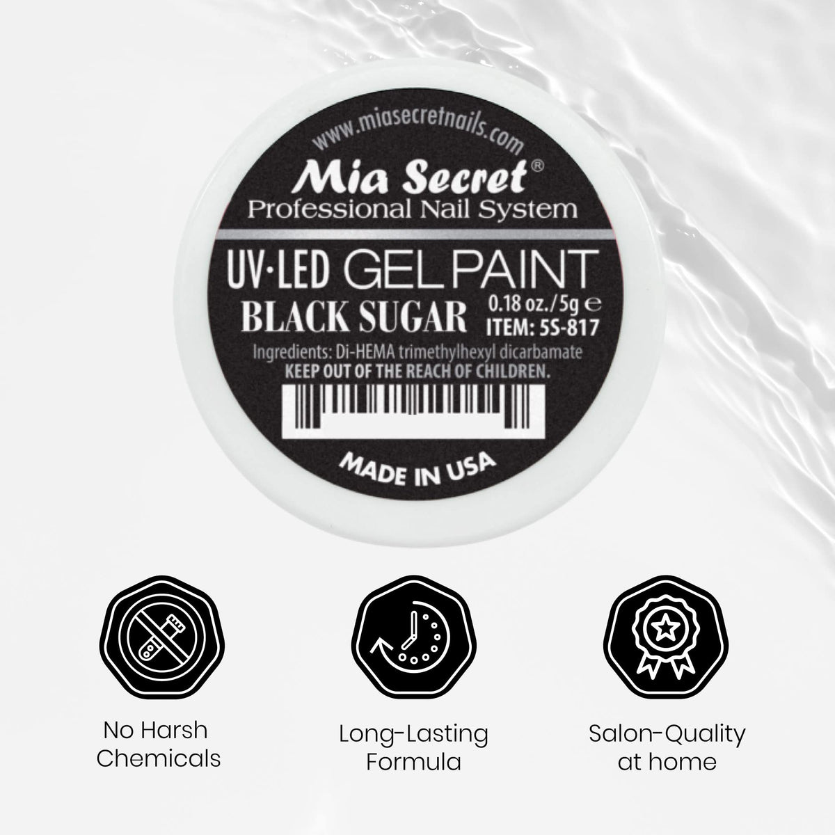 Mia Secret jar in salon setting next to lamp showing professional use benefit