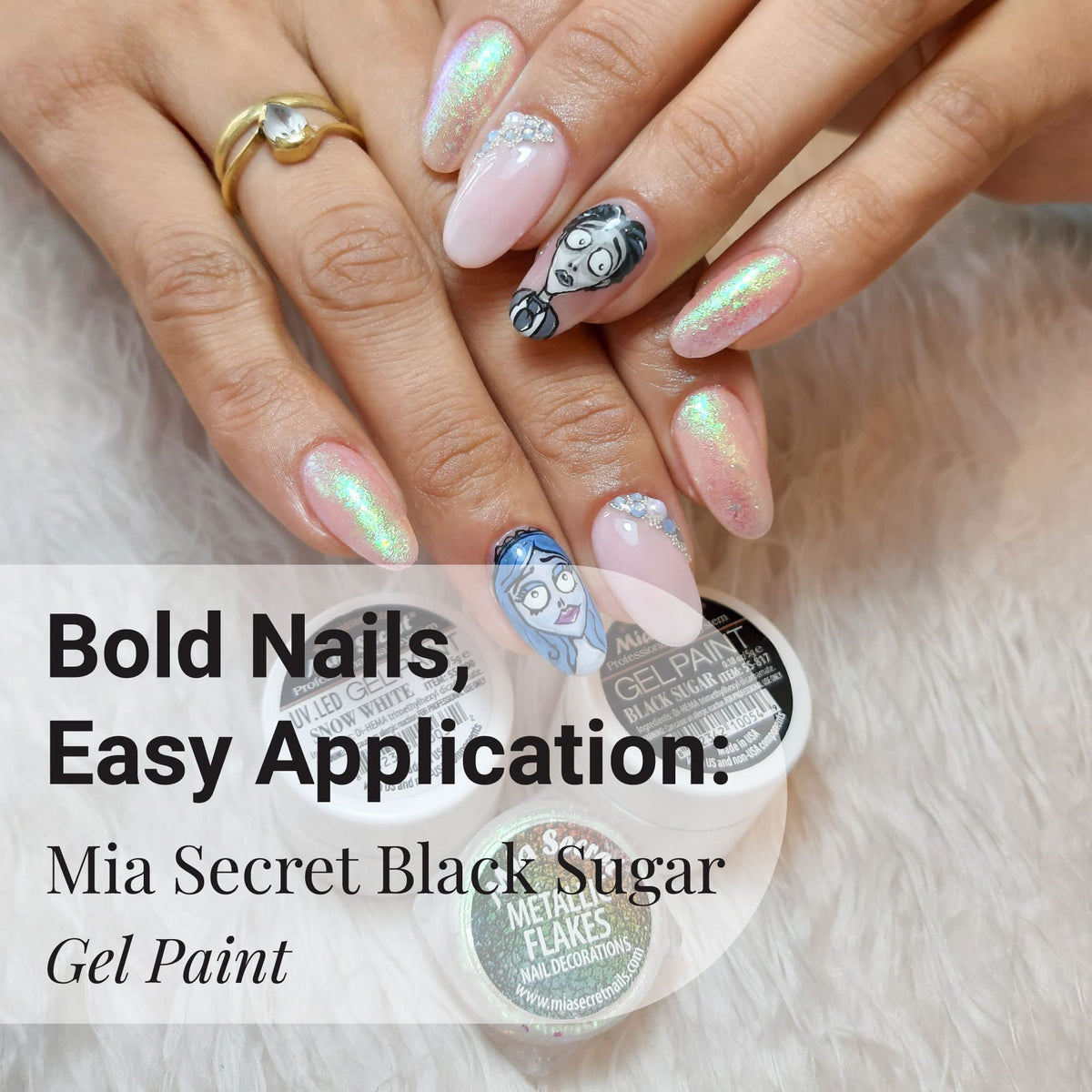 Mia Secret open pot texture of Black Sugar gel paint showing creamy pigmentation advantage