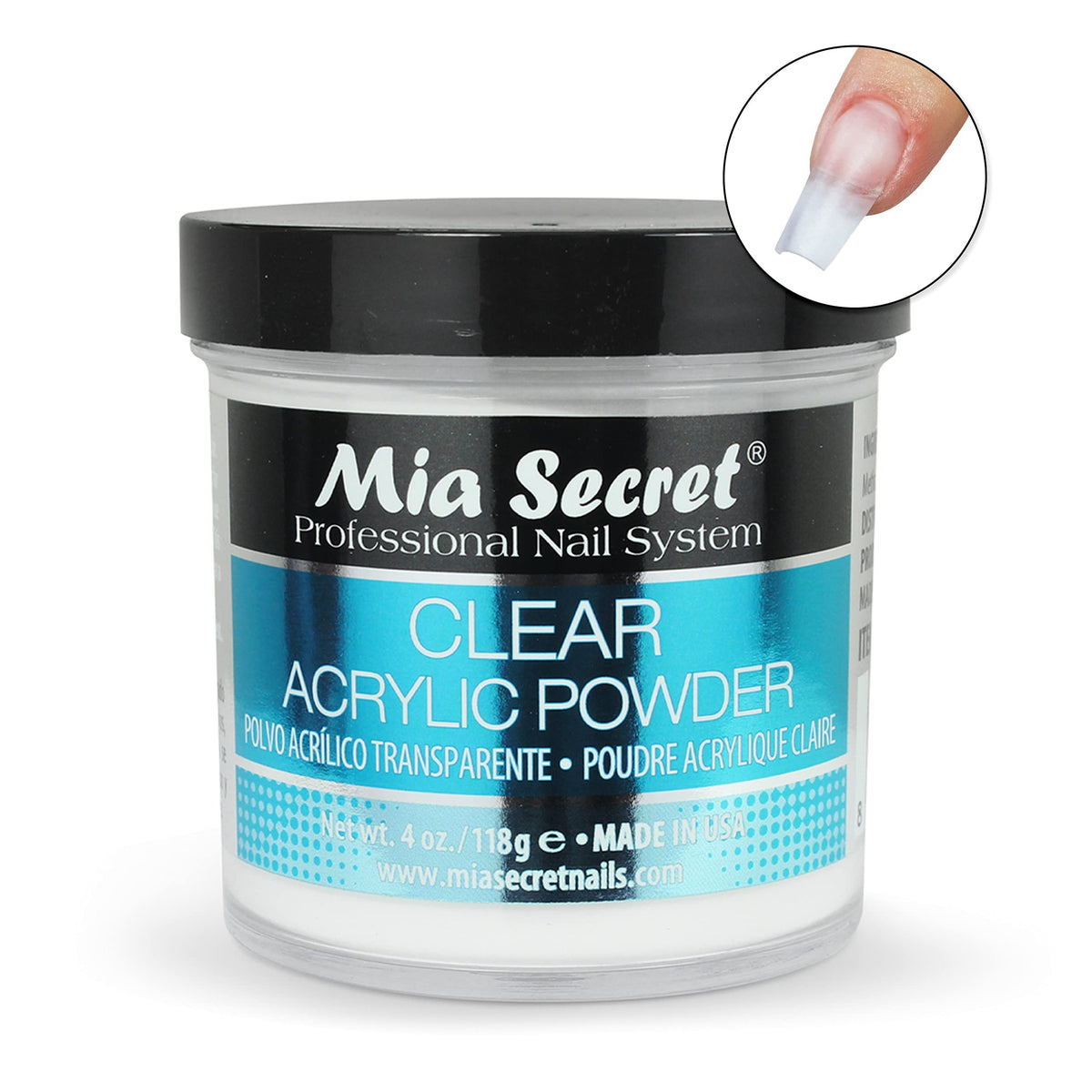 Mia Secret powder open showing fine beads, ease of scooping benefit
