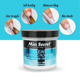 Mia Secret powder on salon station with tools, professional readiness benefit