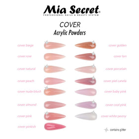 Mia Secret close-up texture swatch of pink beige and rose powders demonstrating blendable finish