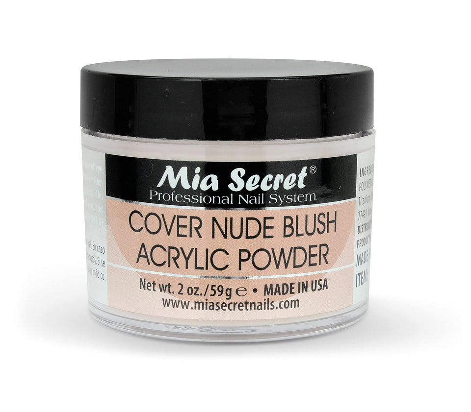 Mia Secret jar front view showing cover nude blush powder for natural-looking extensions