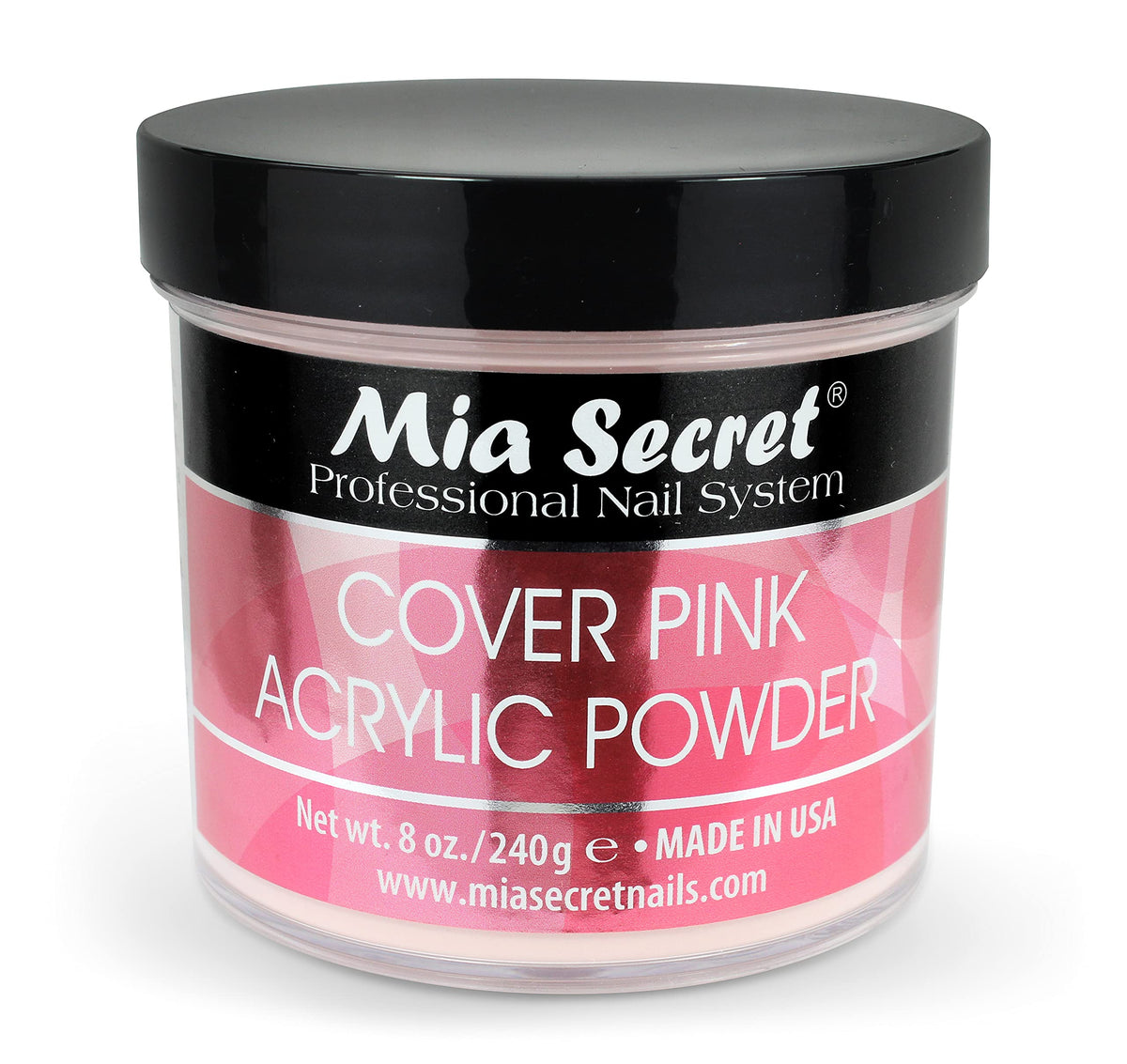 Mia Secret front jar view showing product branding and capacity benefit