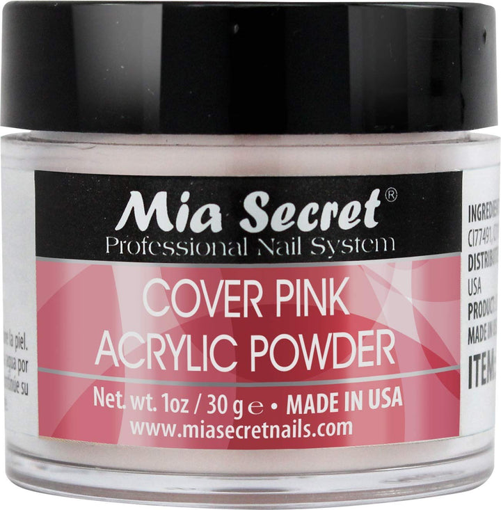 Mia Secret front jar showing cover pink powder for natural-looking extensions