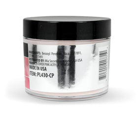 Mia Secret open jar showing fine cover pink powder texture for smooth application