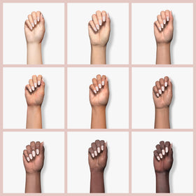 Mia Secret applied on nails in salon setting demonstrating low-filing finish