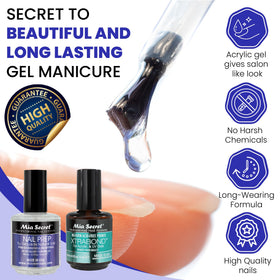 Mia Secret finishing tools and buffer illustrating smooth, glossy results