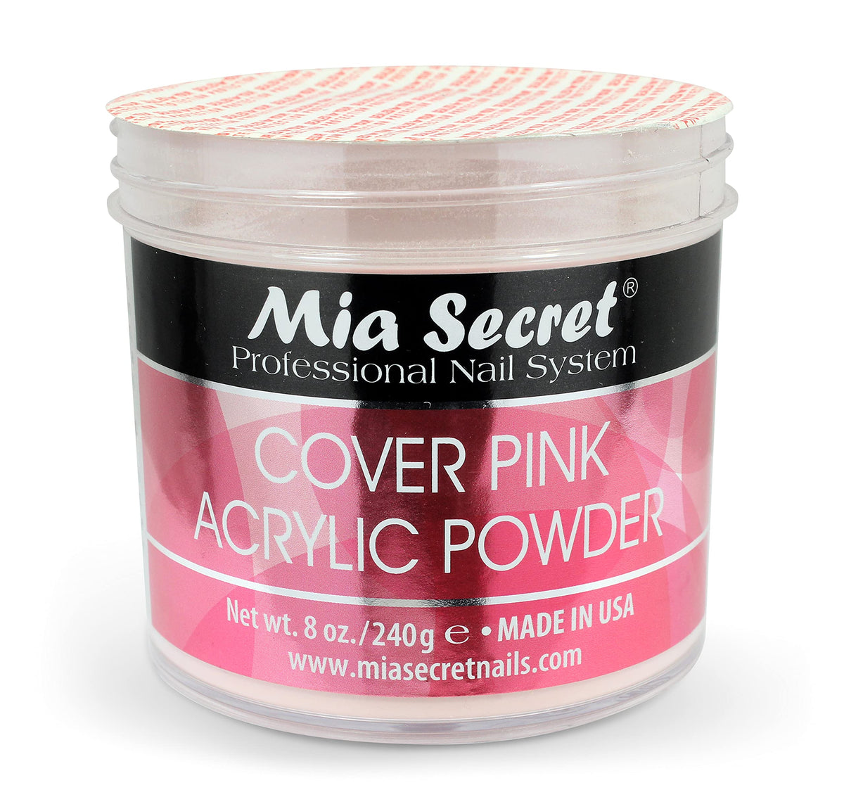 Finished pink acrylic nail by Mia Secret showing natural look and durability benefit