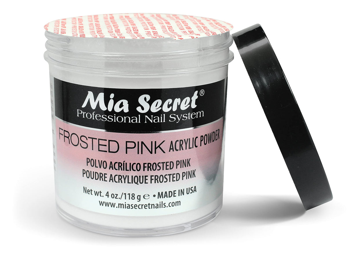 Mia Secret finished frosted pink nails demonstrating elegant salon result